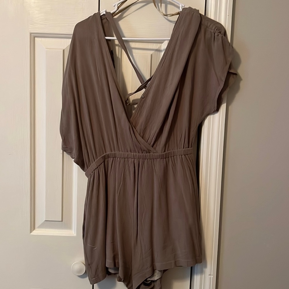 Green, open back romper!